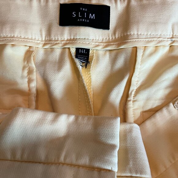 White House Black Market Light Yellow Slim Ankle Pants Size 14L - Picture 3 of 6